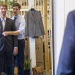 Iain Smythe (left) being fitted by former National Team goalkeeper turned tailor Michael Mahood (right). June 2016.